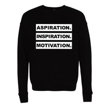 Load image into Gallery viewer, Crewneck ASPIRATION. INSPIRATION. MOTIVATION Sweatshirt (BLACK)