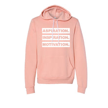 Load image into Gallery viewer, PULLOVER ASPIRATION. INSPIRATION. MOTIVATION HOODIE (SALMON)