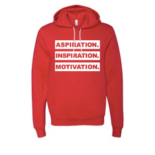 Load image into Gallery viewer, PULLOVER ASPIRATION INSPIRATION MOTIVATION HOODIE (RED)