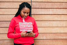 Load image into Gallery viewer, PULLOVER ASPIRATION INSPIRATION MOTIVATION HOODIE (RED)